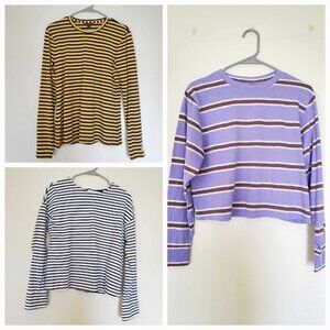 3 BUNDLE Striped Long Sleeve T-Shirts (Brooks Brothers/Who What Wear/Wild Fable)